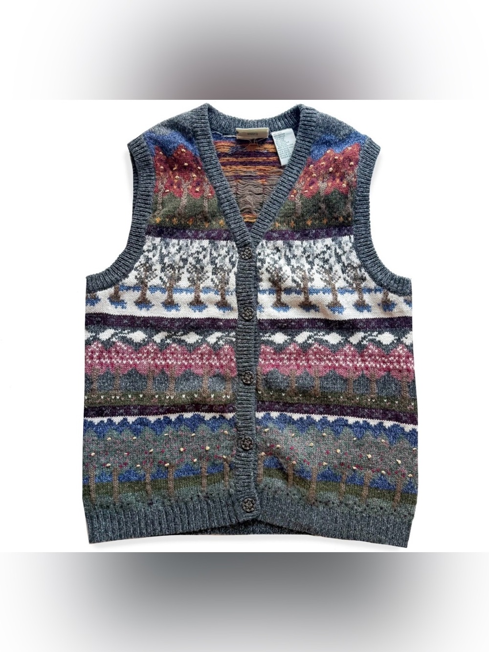 Vintage Northern Reflections four season Fair Isle Button-Front Sweater Vest med